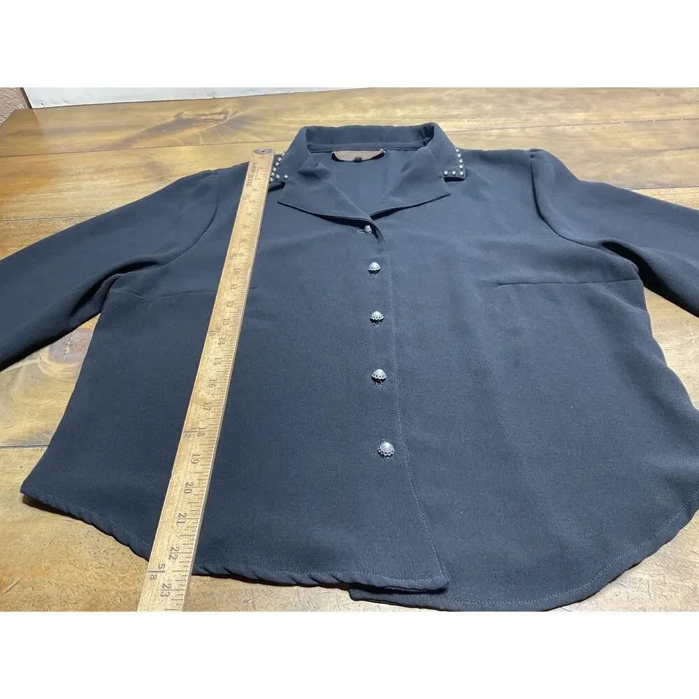 Double D Ranch Western Studded Button Up Black Size large - Picture 8 of 11